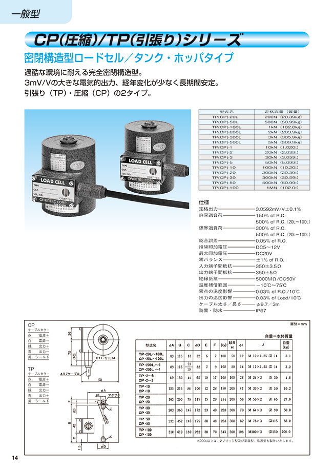 TP-300L | TP Series Airtight Structure Type Load Cell | A&D