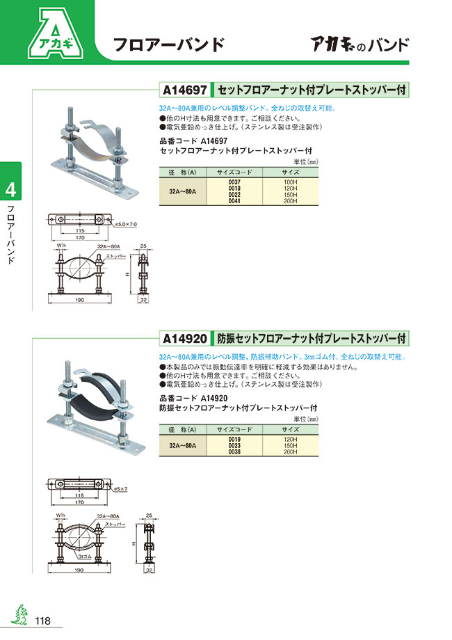 Floor Mount Pipe Support Anti Vibration With Set Floor Nut With Plate Stopper Akagi Misumi South East Asia