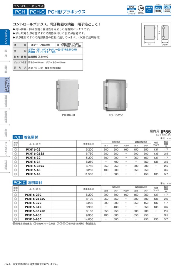 PCH16-43C | Plastic Box With See-Through Door, PCH-C・PCH Series