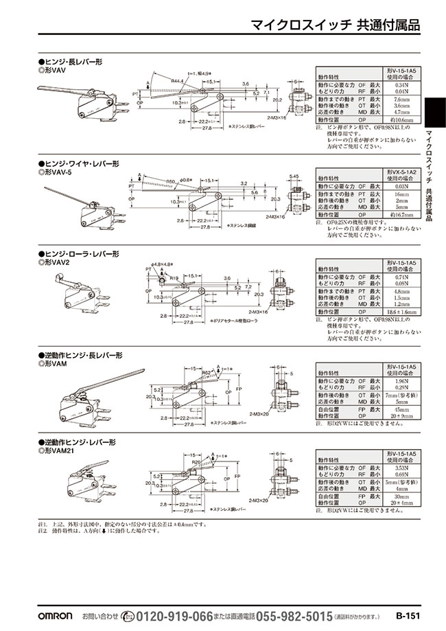 Actuator For Micro Switchreverse Operation Hingevam Omron Misumi South East Asia