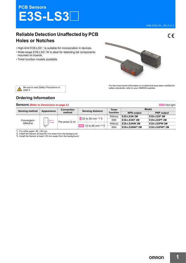 Substrate Sensor [E3S-LS3 ] | OMRON | MISUMI South East Asia