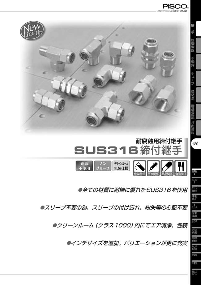 Corrosion Resistant SUS316 Tightening Fitting, Cap Nut Only, PISCO