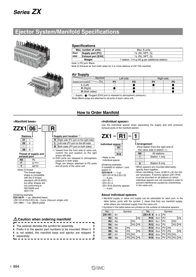 ZZX107-L | Vacuum Unit, Vacuum Ejector System, ZX Series, Manifold 